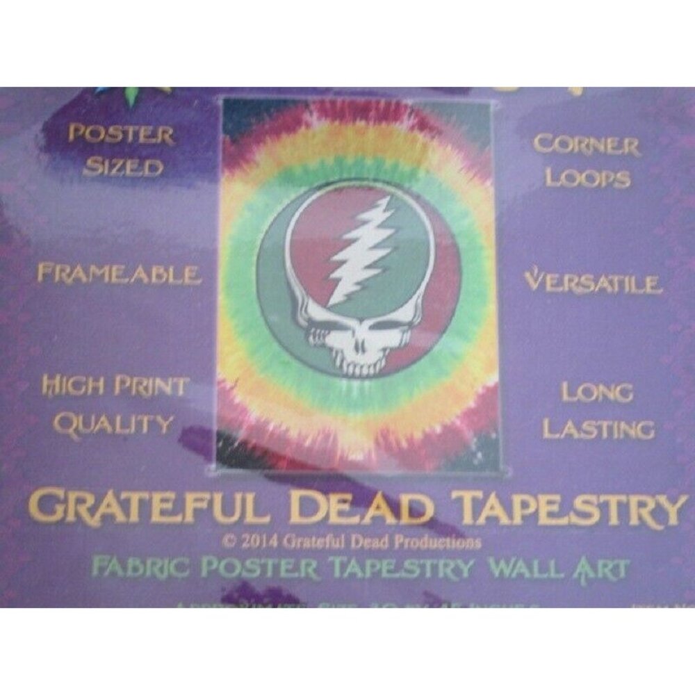 New Rasta Mini Grateful Dead Steal Your Face Tapestry Wall Art NIP Hippie Decor - Picture 2 of 2
